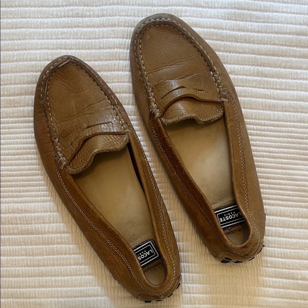 Lacoste Womens Tan Leather Loafers (drivers)